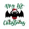 My first Christmas- text and cute baby Santa bat.