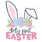 My first Easter modern vector design with bunny ears and eggs wreath