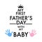 My first Father`s Day greeting card with baby hand print. Father`s Day greeting card