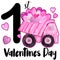 My First Valentines Day Pink Truck. Cute kid Valentines day dump truck with loads of hearts illustration