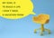 my goal is to build life i do not need vacation from. Yellow stool on blue clean background. Photoshoot in minimal style