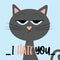 This Is My Happy Face- funny text with grimacing cat, and pawprints.
