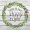 This is my Happy Place Cotton Floral Wreath with Wooden Shabby Chic Background