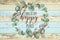 This is my Happy Place Cotton Floral Wreath with Wooden Shabby Chic Background