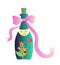 My inner child. Cute cartoon allegorical illustration with cheerful little dragon in the bottle.