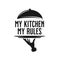 My kitchen my rules lettering. Cooking related poster. Vector vintage illustration.