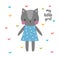 My little girl. Cute cat. Funny postcard for girl