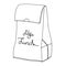 My lunch. Food bag, Lunch bag, lunchbox. Vector line art object.