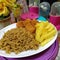 My lunch today is fried noodles, fried flour chicken and fried potatoes