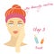 My daily routine. Skin care illustration. Correct order to apply skin care products. Step 3 Treat