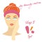 My daily routine. Skin care illustration. Correct order to apply skin care products. Step 5 SPF