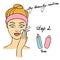 My daily routine. Skin care vector illustration. Correct order to apply skin care products. Step 2 Tone