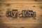 My story, phrase written with letterpress printing blocks on rustic wood background