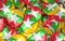 Myanmar Badges Background - Pile of burmese Flag Buttons.