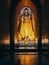 Myanmar, Bagan - giant Buddha inside of Pagoda, ambient light