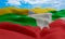 Myanmar or Burma flag in the wind. Realistic and wavy fabric flag. 3D rendering