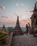 Myanmar, couple sunrise Bagan, men woman sunset Bagan .old city of Bagan Myanmar, Pagan Burma Asia old ruins Pagodas and