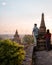 Myanmar, couple sunrise Bagan, men woman sunset Bagan .old city of Bagan Myanmar, Pagan Burma Asia old ruins Pagodas and