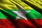 Myanmar flag ,3D Myanmar national flag 3D illustration symbol, Burma