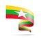 Myanmar flag in the form of wave ribbon.