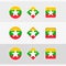 Myanmar flag icons set, vector flag of Myanmar