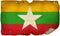 Myanmar Flag On Old Paper