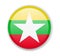 Myanmar flag round bright icon on a white background