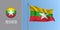 Myanmar waving flag on flagpole and round icon vector illustration