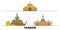 Myanmar, Yangon flat landmarks vector illustration. Myanmar, Yangon line city with famous travel sights, skyline, design