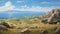 Mycenaean-inspired Realistic Oil Painting Of Antique Greek Island Badlands