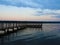 Myers Park pier and moonset on Cayuga Lake