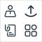 myicon one line icons. linear set. quality vector line set such as discover, document, upload