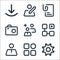 Myicon one line icons. linear set. quality vector line set such as gear, discover, people, qr code, group, camera, document, edit