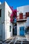 Mykonos Chora town street on Mykonos island, Greece