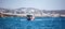 Mykonos, Cyclades, Greece. Sailboat in blue sea town background