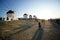 Mykonos, Greece, 11 September 2018, Evening view awaiting the sunset on the windmill hill