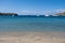 Mykonos island, Cyclades. Greece. Ornos sandy beach, summer holidays concept