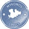 Mykonos map vintage stamp.