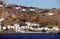 Mykonos seaside and traditional Greek bulidings