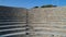 Mylopotas amphitheater on Ios island in the Cyclades in Greece aerial view