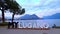 MyLugano sign on embankment of Lake Lugano, Lugano, Switzerland