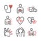 Myocardial infarction line icon. Symptoms, Treatment. Vector signs