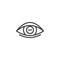 Myopia eye lens line icon