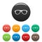 Myopic glasses icons set color vector