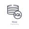 mysql outline icon. isolated line vector illustration from programming collection. editable thin stroke mysql icon on white