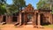 Mysterious Ancient ruins Banteay Srei temple - famous Cambodian landmark, Angkor Wat complex of temples. Siem Reap