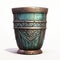 Mysterious Antique Cup With Dark Turquoise And Light Bronze Design