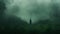 Mysterious Beauty: V Standing In Green Fog