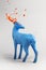 Mysterious blue deer with bursting paint