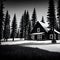 Mysterious cabin in the lonely woods, old rustic wooden cottage, nature, landscape, generative ai